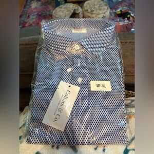 Collars & Co Men's Blue Patterned Dress Shirt